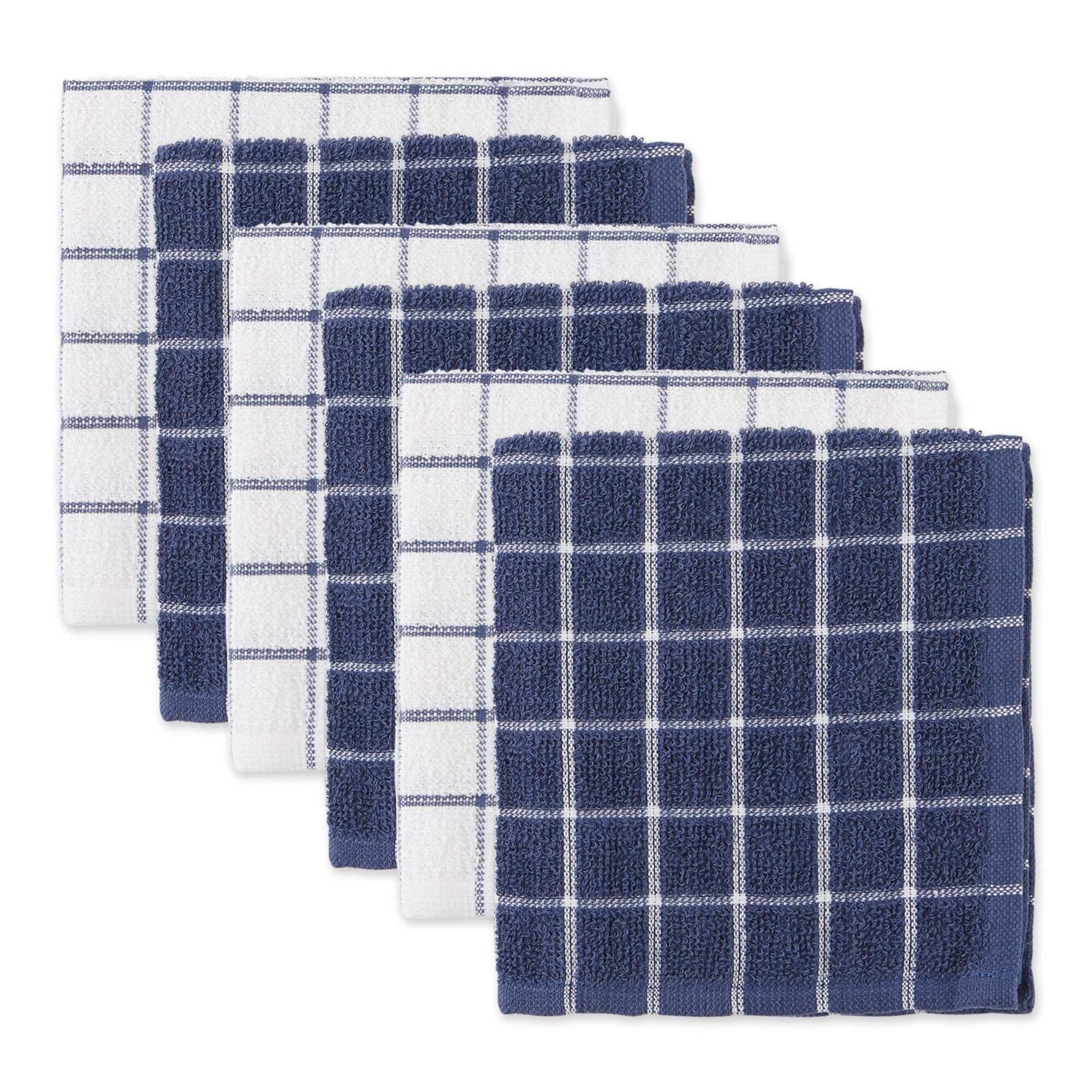 DII® French Blue Combo Windowpane Dishcloths, 6ct.